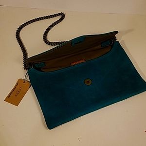 J Crew Green Suede Clutch Purse, New With Tags